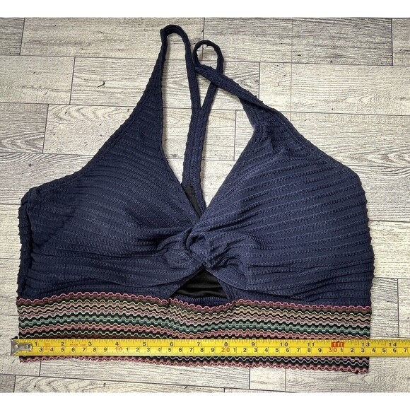 Cupshe Women's M Blue Textured Rainbow Halter Crop Swim Top Padded - Picture 10 of 12